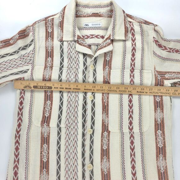 NEW Zara Man Southwestern Print Jacquard Shirt Jacket Shacket 70s Boho Minimal - Picture 3 of 7